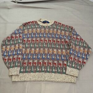 VTG 90s Geometric 3D Knit Golf Grandpa Funky Crazy Y2K Prep Sweater Men-USA-5328